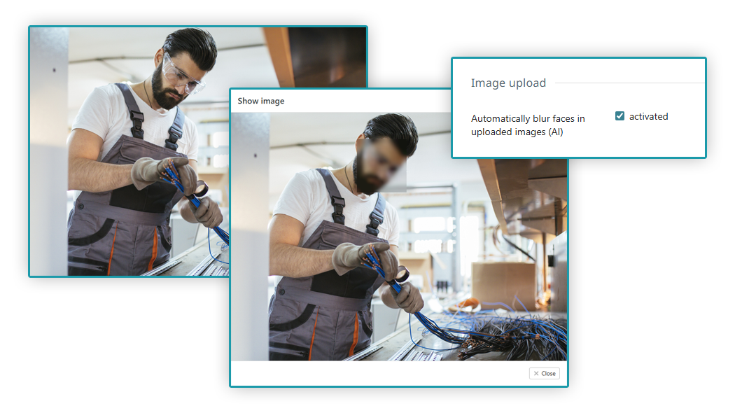 Preview Quentic AI face blurring
