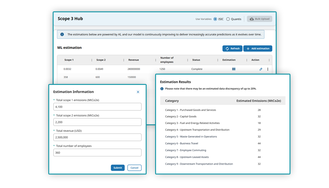Preview Quentic AI Scope 3 estimations